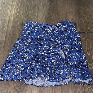 Zara Blue and White Wrap Mini Skirt Casual Resort Wear